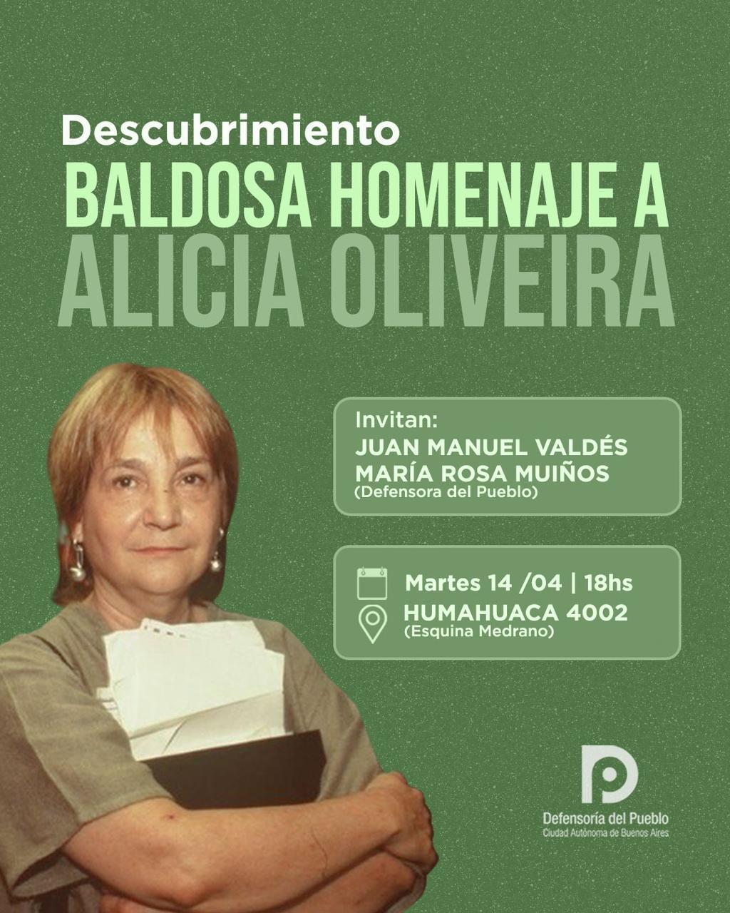 ALICIA OLIVEIRA, un merecido homenaje a 12 años de su muerte